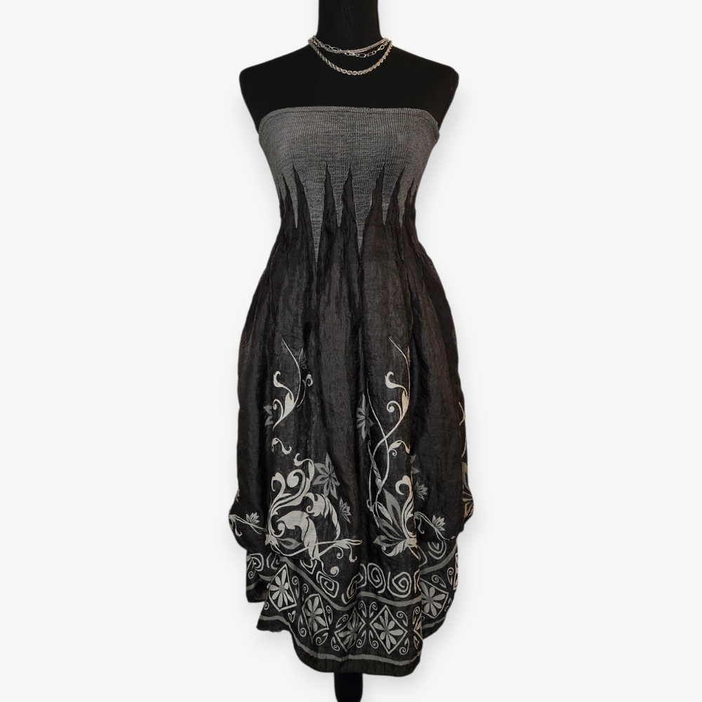 Y2k Lapis Fairy Black and Gray Strapless Dress !